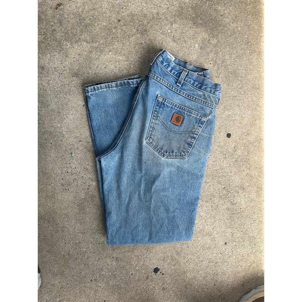 Carhartt B18-DST Traditional Fit Jeans Mens 35x32 Light Wash Distressed Workwear